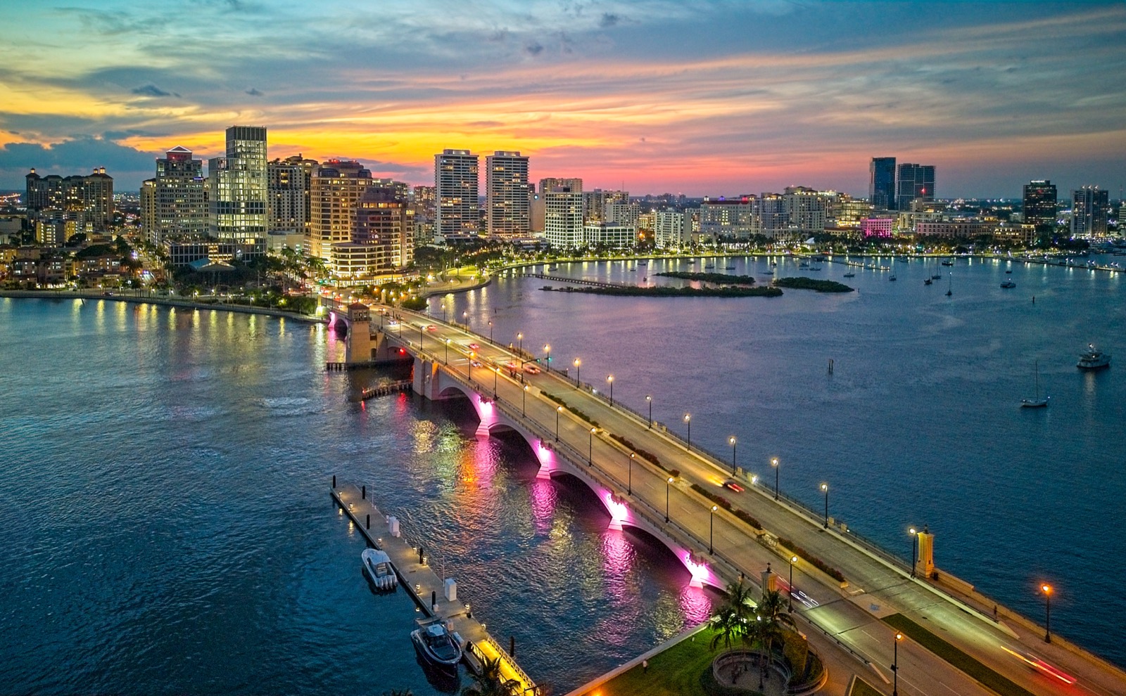 Aerial view of West Palm Beach including the Royal Park Bridge